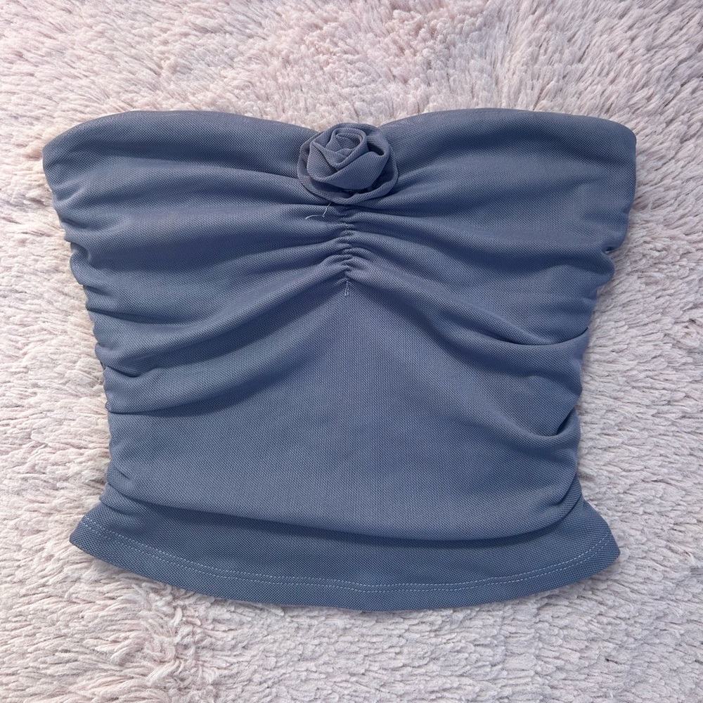 Garage Elegant Blue Strapless Top